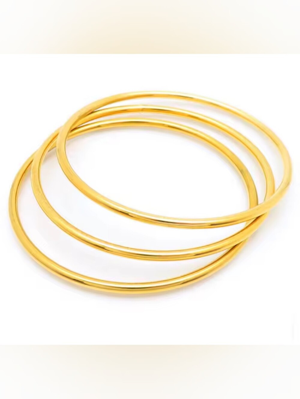 Gold Rhodium Bangle Bracelet Stackable Set - Picture 3 of 3